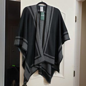 RALPH LAUREN Striped RUANA Shawl Wrap Sweater